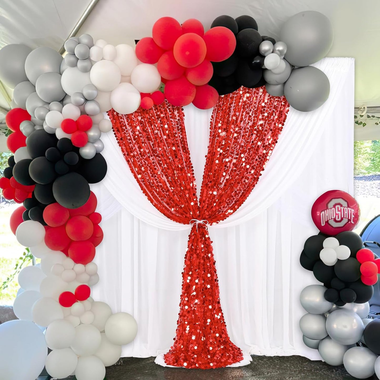 Red Big Payette Sequin Backdrop 4ftx8ft Glitter Drapes Panels Home Party Cake Table Background Curtains Decorations