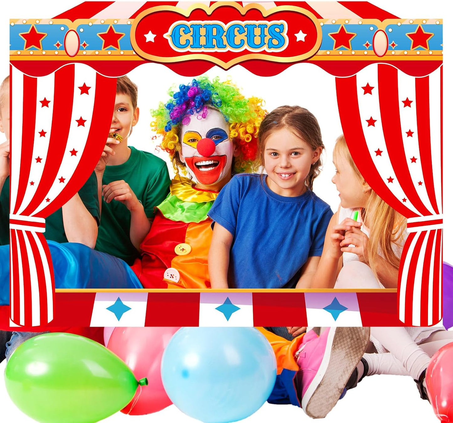 Upgraded 32 x 24 Inch Large Carnival Circus Photo Booth Props Party Decorations Picture Frame Vintage Photo Frame Friends Selfie Props for Christmas Mexico Favors (Carnival Style)