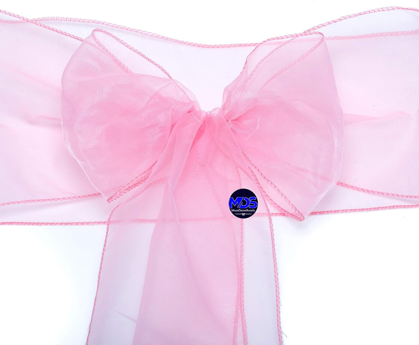 MDS Pack of 50 PCS Organza Chair Sashes Wider Dining Chair Bows Ribbon Tie Back for Wedding Party Birthday Bridal Shower Reception Event Banquet Home Chair Cover Decoration - Blush Pink