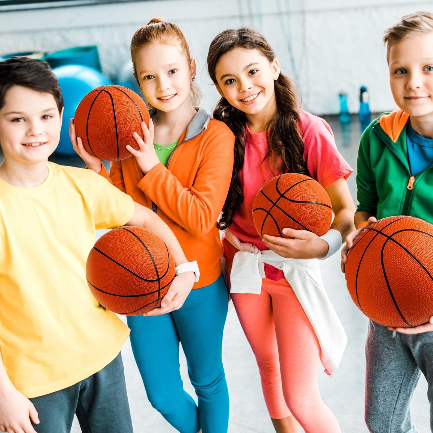 12 Pcs Mini Rubber Basketballs with Air Pump Set 7 Inch Mini Hoop Basketball Small Junior Size 3 Balls for Beginner Arcade Games Indoor Outdoor Pool Favors