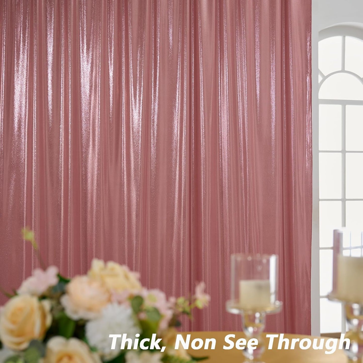 10x10 ft Wrinkle Free Rose Gold Sequin Backdrop Curtain for Parties,Thick Not Fall-Off Glitter Backdrop Drapes,2 Panels 5x10ft Shimmer Photo Back Drop Cloth for Wedding Birthday Photography Background