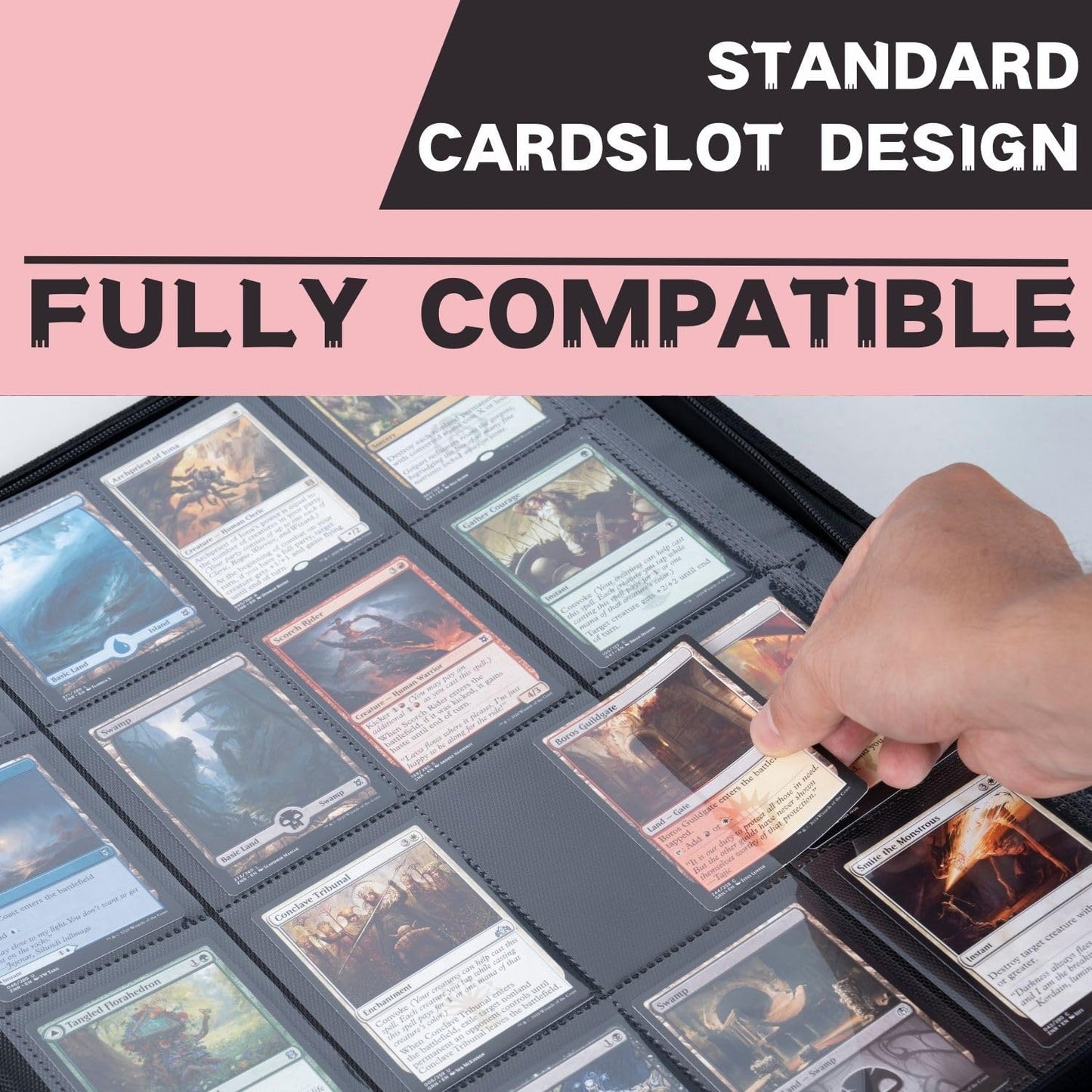 1000+ Pockets Trading Card Binder, 16-Pocket Card Ablum Compatible with MTG,Sports Cards & Other Standard Size Trading Cards (Pink)