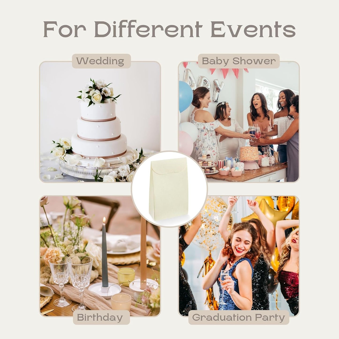 Boxes Craftory Pack of 20 Party Favor Boxes (4.52 x 2.16 x 7 inch) - Ideal for Wedding, Christmas Gift, and Bridal Shower - Light Ivory White Silk