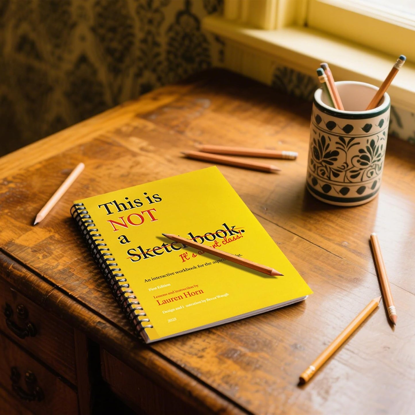 Sonjade Sketch Books This is NOT a Sketchbook, It's an Art Class! Art Book Drawing Pad, 100 Sheets, 8.6 x 11 Inch, Yellow