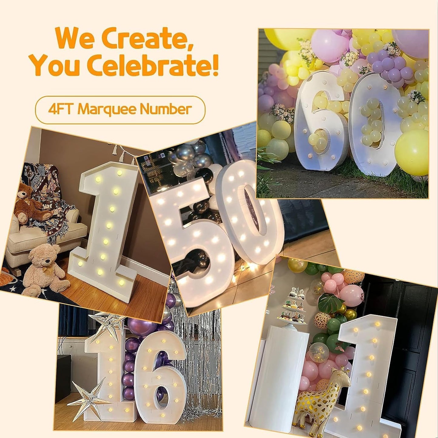 Marquee Numbers 4 Feet Tall Large Light Up Numbers 7th 17th Sweet Sassy and Seven Birthday Decorations Girl Boy Big Yellow Light Outdoor Anniversary Decorations Balloon Arch Kit Party Backdrop 7