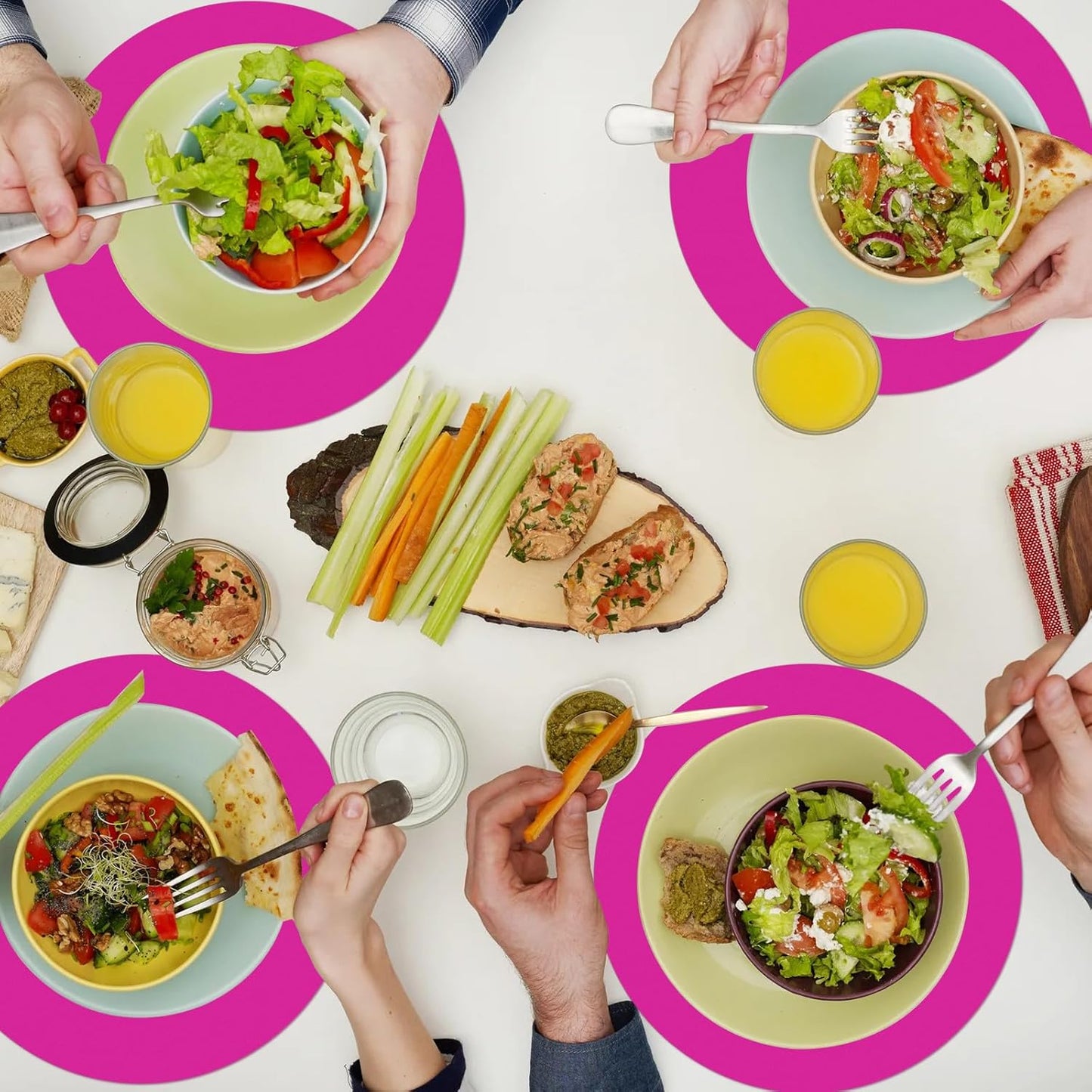 50 Pieces Hot Pink Paper Place Mats Round Disposable Table Mats Decorative Placemats for Wedding Bridal Shower Hot Pink Birthday Party Dining Decor