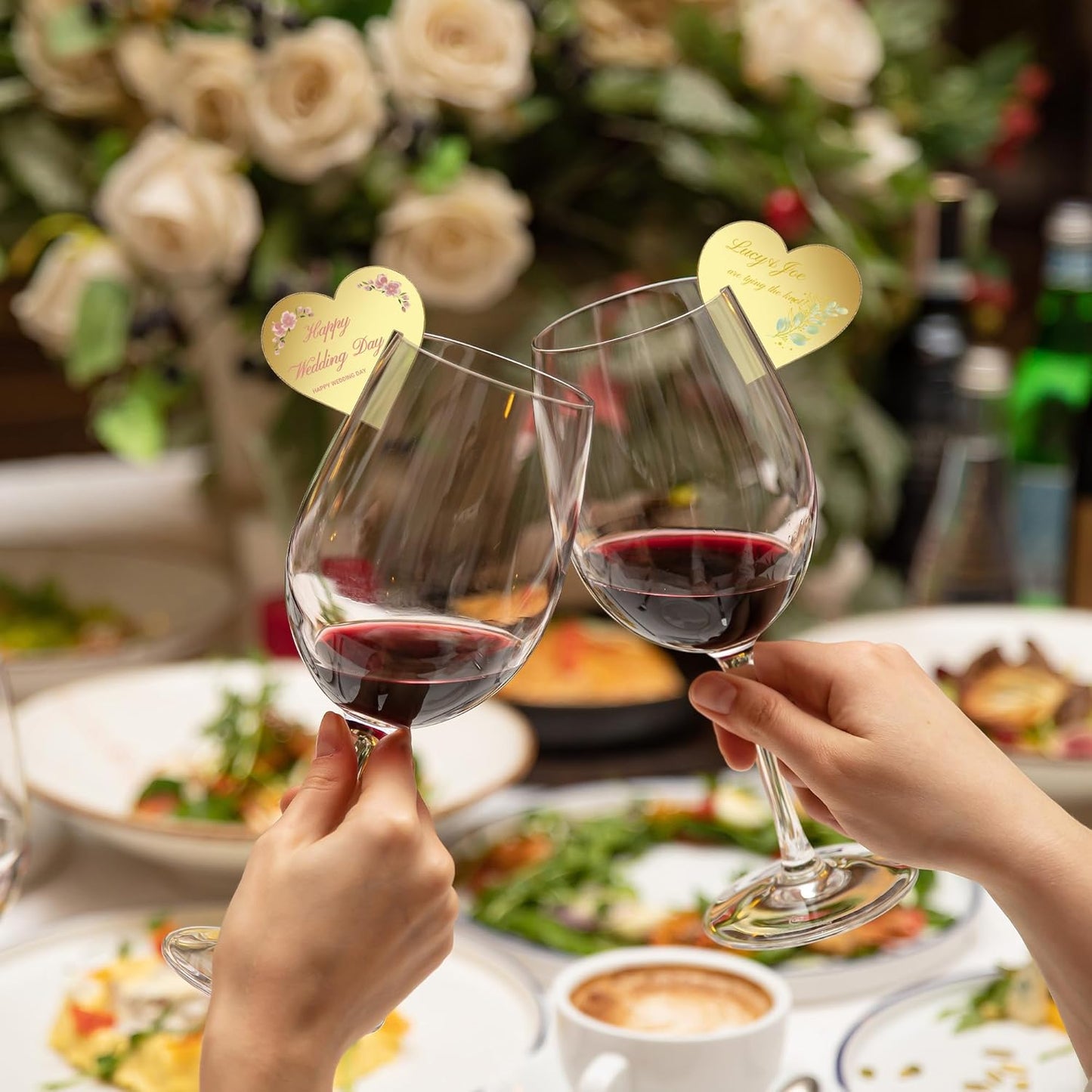 100 Pcs Wine Glass Name Tags, Personalized Wedding Drink Tags Reusable Circle Acrylic Labels Rim of Glass, Drink Markers to Write for Wedding Engagement Birthday Party Decorations