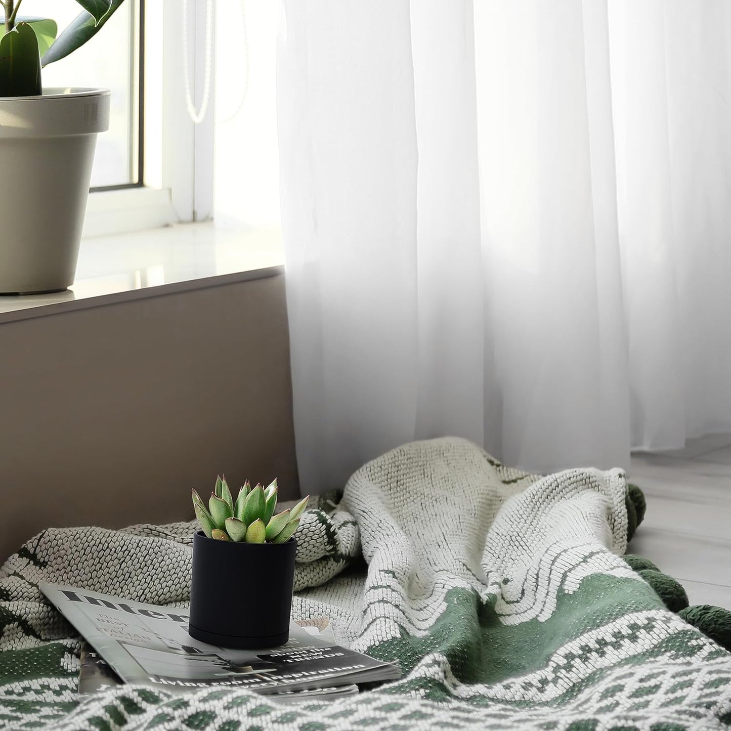 D'vine Dev 12 Pack 3 Inch Mini Plastic Plant Pots, Small Garden Planters for Plant with Drainage Holes and Saucers, Black Color, 74-Y-C-4