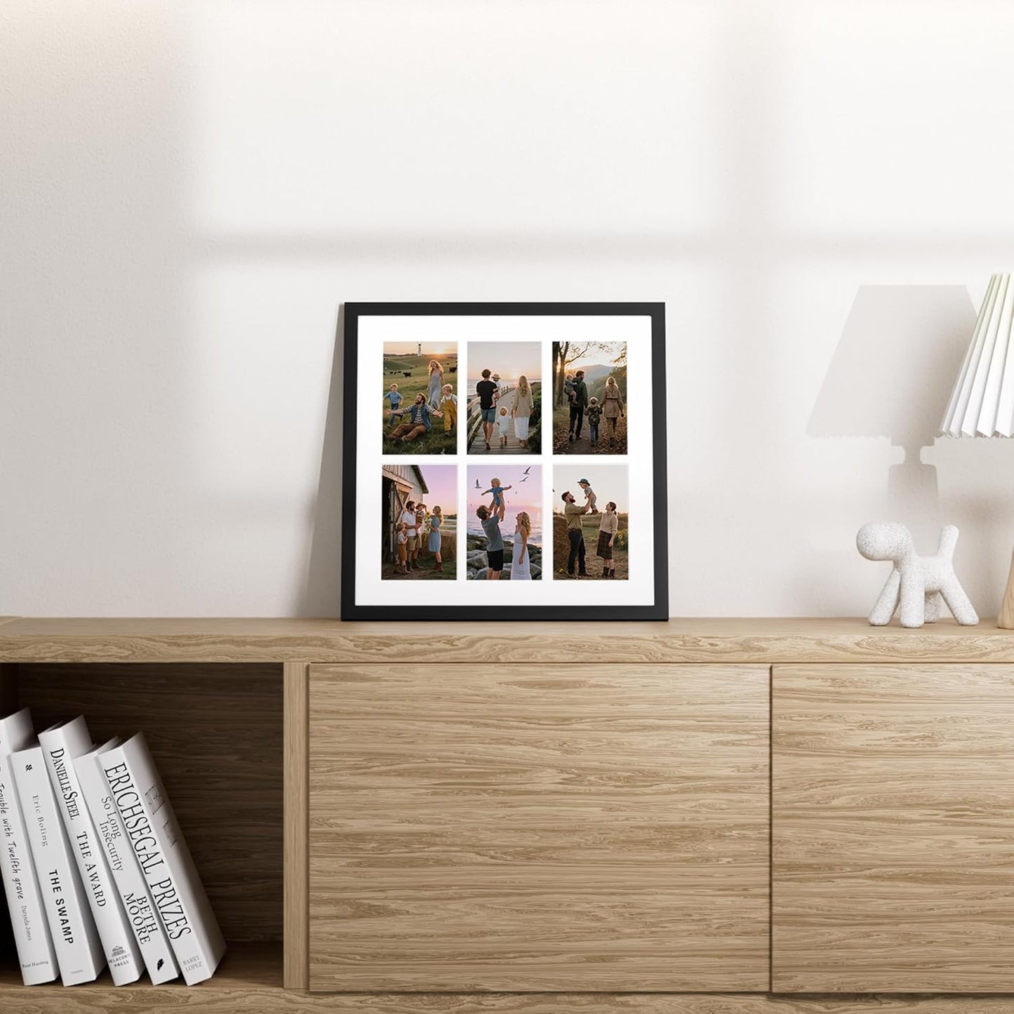 Vittanly 14x14 Collage Picture Frame, Displays 6Pcs 4x6 Pictures with Mat, Picture Frames Collage Wall Decor for Horizontal or Vertical Display, Black, 1 Pack