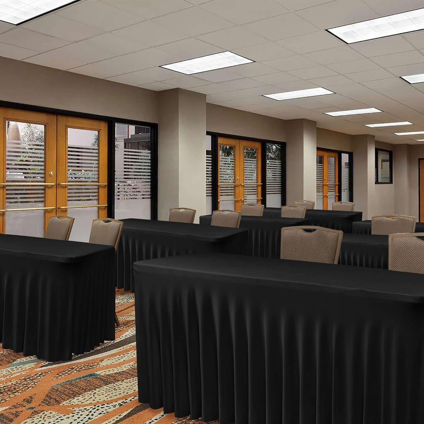 Nasitos Black Table Skirt for 6 Foot Rectangle Tables, 4 Pack - 72 x 30 Inch - Stretch Spandex Fitted Table Clothes, Fabric Table Covers Cocktail Tablecloths for Party, Banquet, Birthday