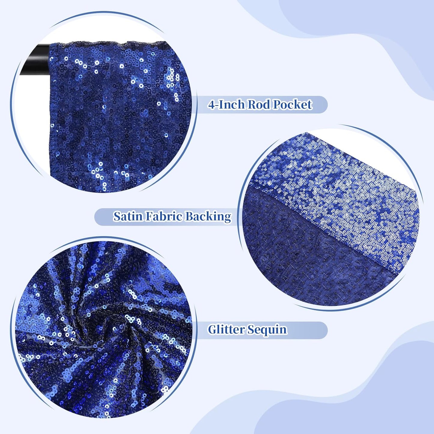 SquarePie Sequin Backdrop Less Transparent Background Sparkly Curtain for Wedding Party 6FT x 6FT Navy Blue