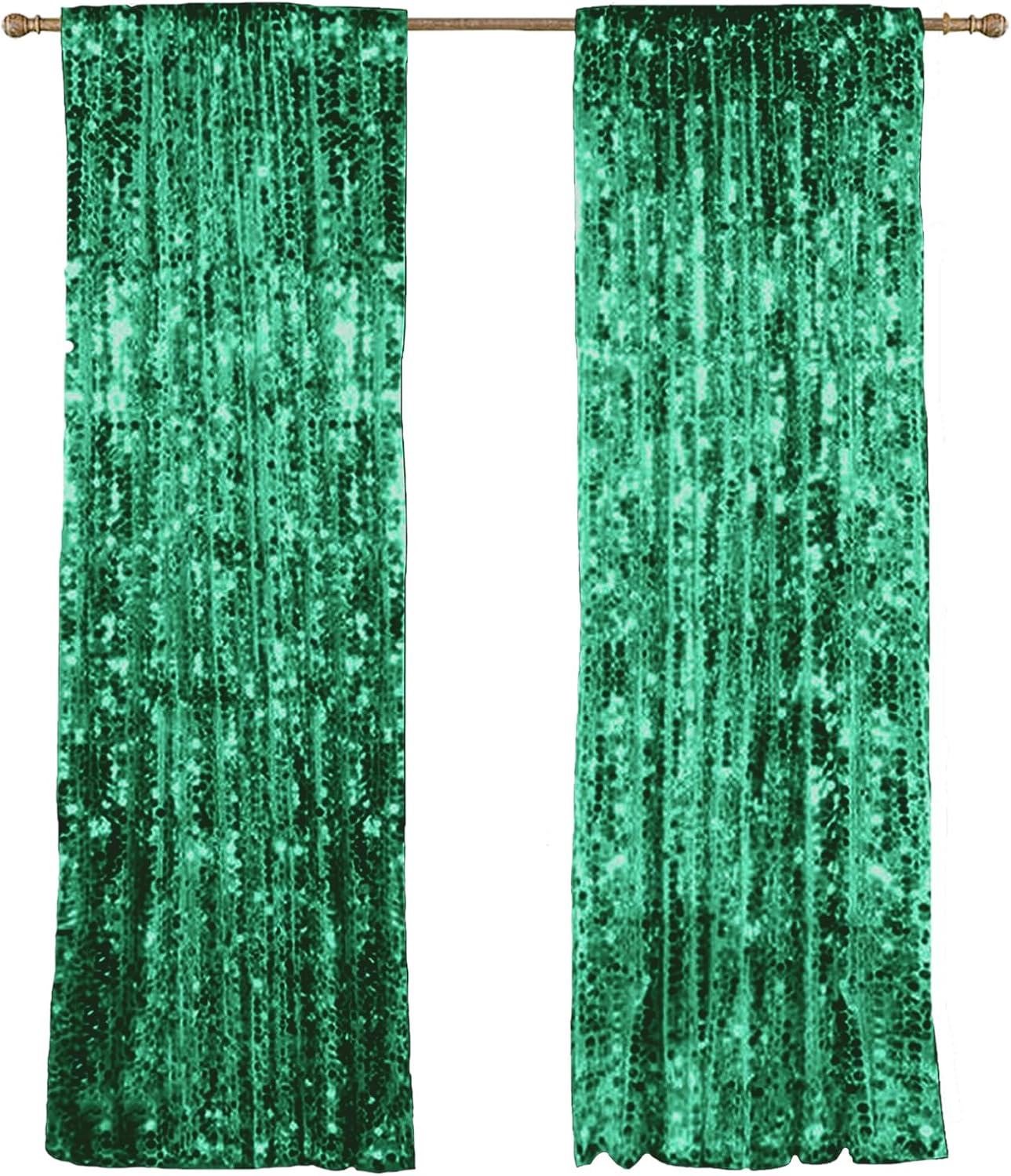 HH 9x9FT Green Big Sequin Backdrop Curtains, Sequin Photo Backdrop Payette Backdrop Curtain Panels, Shimmer Fabric Photography Backdrop for Wedding Party Christmas Decoration