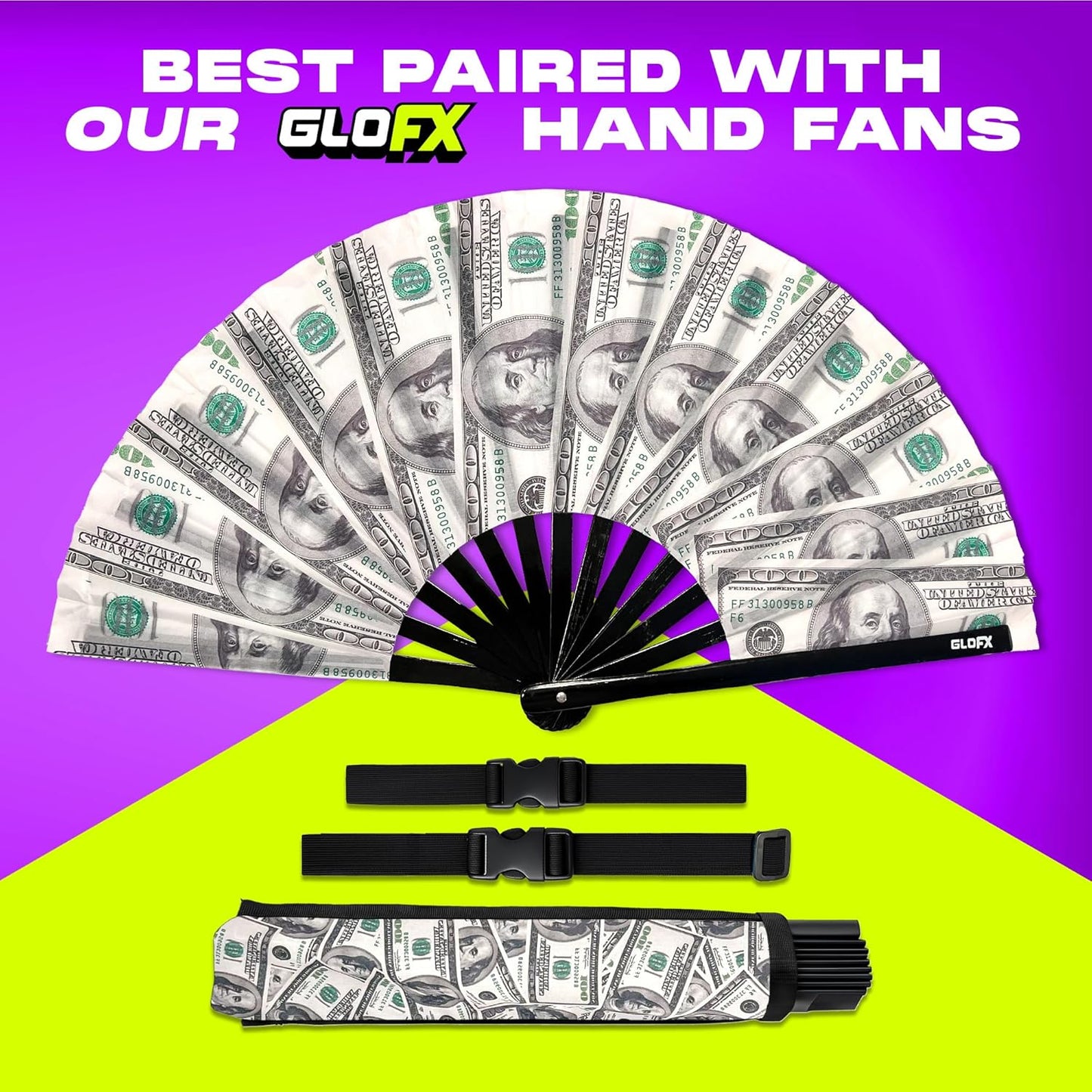 Money Fan Holster – Belt Clip Holder for Folding Hand Fans – Waist Holster Accessory for Festivals, Dance, and Performance Use