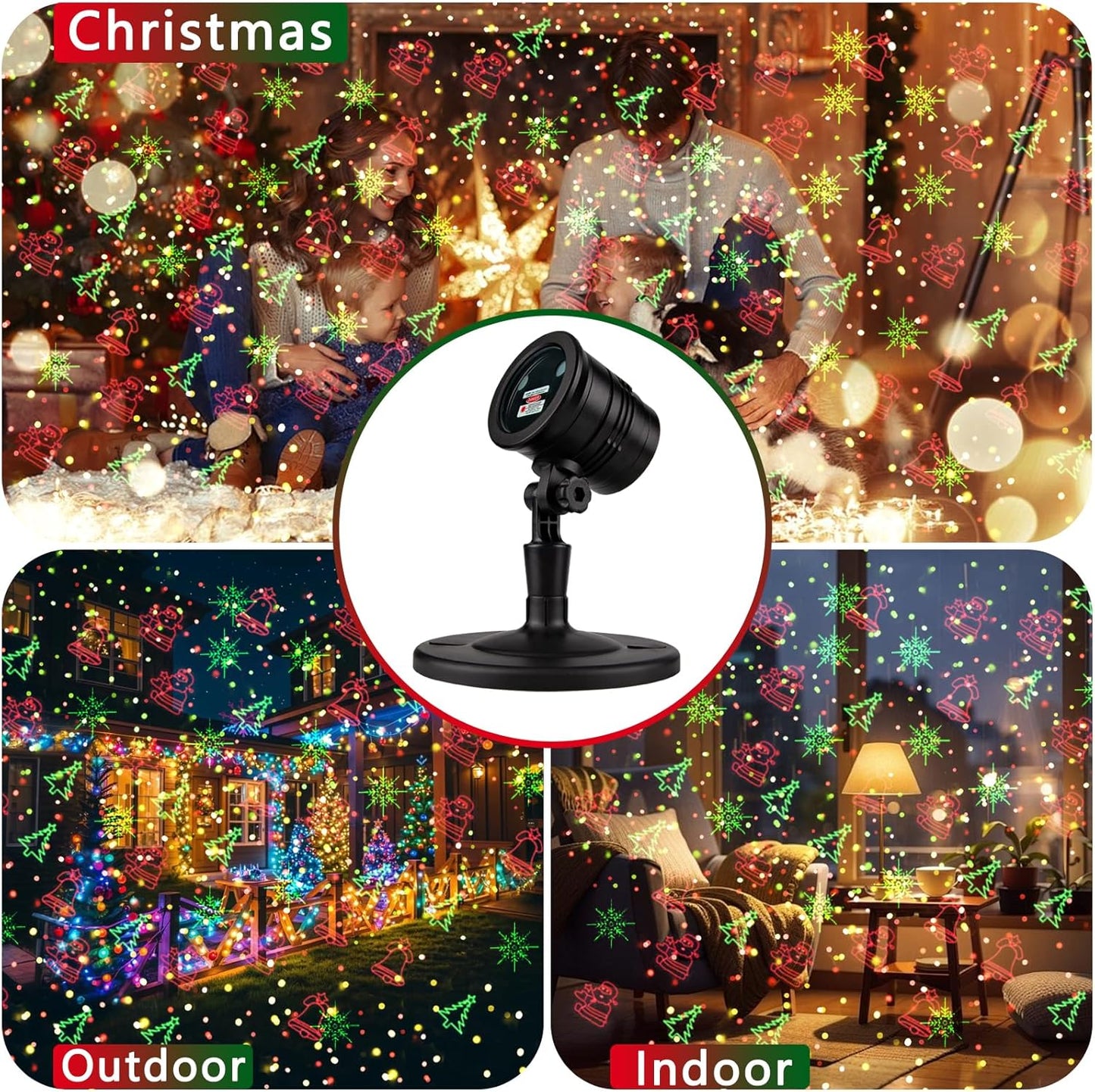Laser Christmas Projector Lights Outdoor: Waterproof Outdoor Christmas Decorations Laser Light, Projection Christmas Lights for Outside with 5 Patterns, Xmas Spotlight for Yard Garden Holiday Party