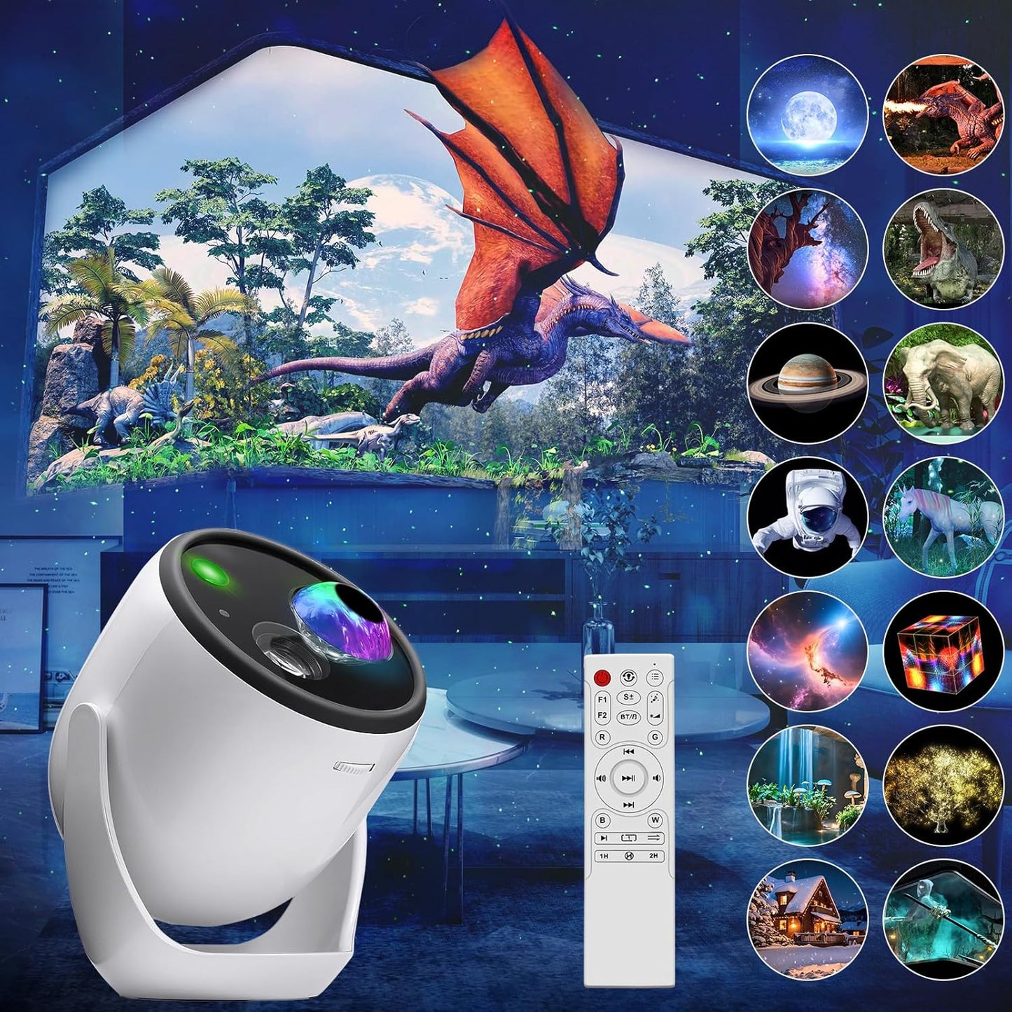Star Projector,3D Galaxy Projector with 90 Dynamic 3D Scenes & Bluetooth Speaker, Moving Stars Night Light with Auto Timer for Bedroom Decor, and Party.