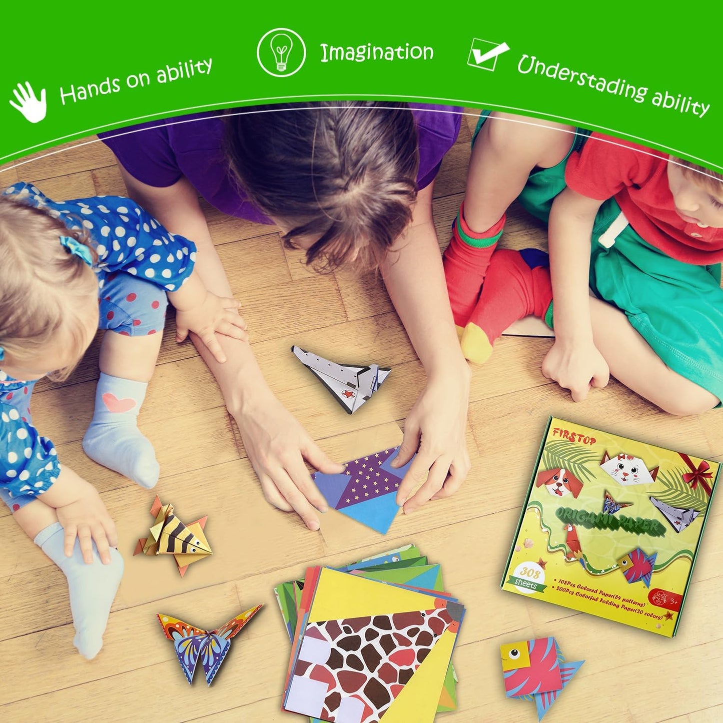 308 Sheets Origami Paper Kit, 5.5inch Craft Origami Set for Kids Ages 5-12, with 54 Patterns & Guiding Book for Beginners, Art Projects for Children Adult, Birthday Christmas Gifts for Boys&Girls