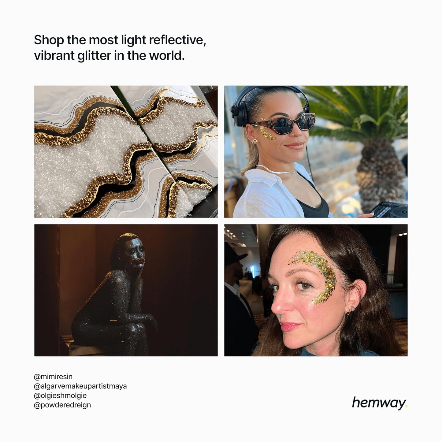 Hemway Eco Friendly Biodegradable Glitter 100g / 3.5oz Bio Cosmetic Safe Sparkle Vegan for Face, Eyeshadow, Body, Hair, Nail and Festival Makeup, Craft - Fine (1/64" 0.015" 0.4mm) - Gold