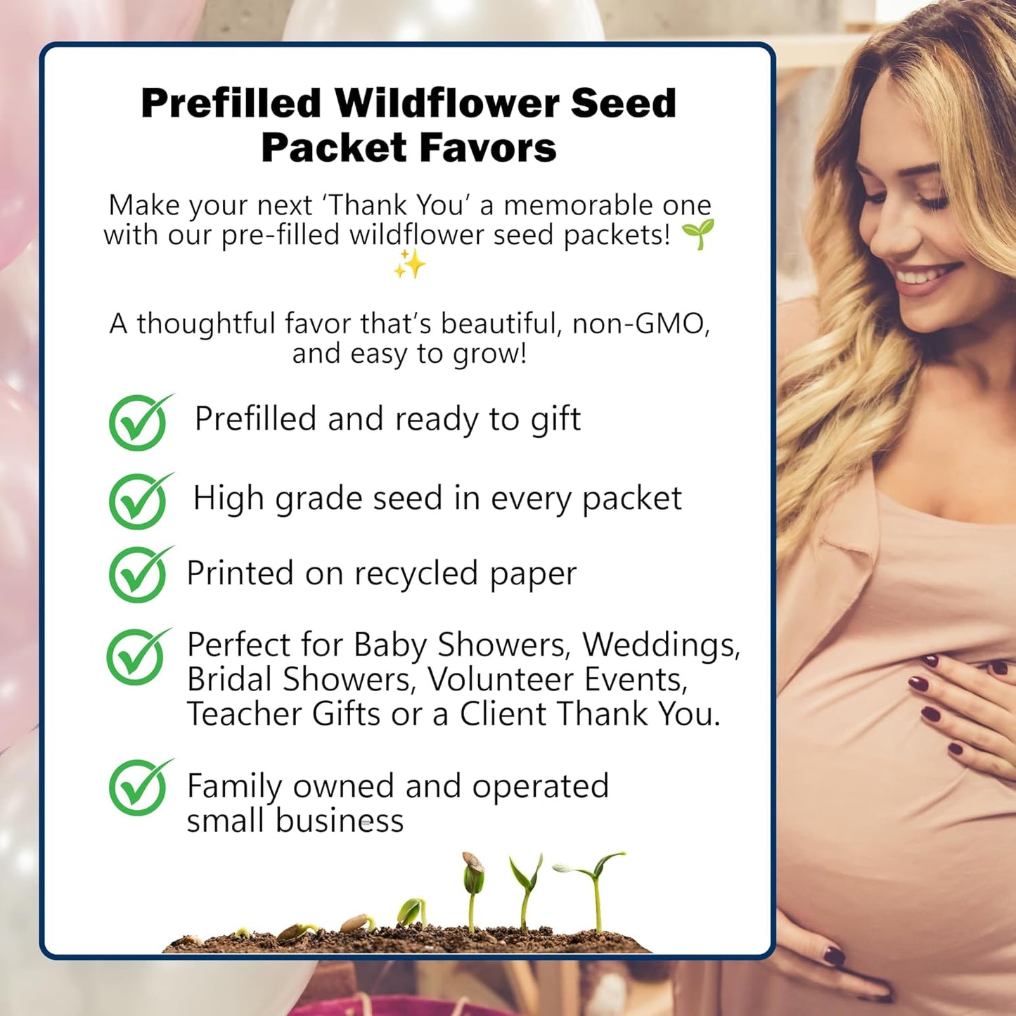 Thank You Seed Favors | 20 Packets | Pre-Filled | Show Thanks and Gratitude | Gender Neutral | Bridal Showers, Weddings, Baby Showers, Celebration of Life, Birthday, Memorial, Remembrance