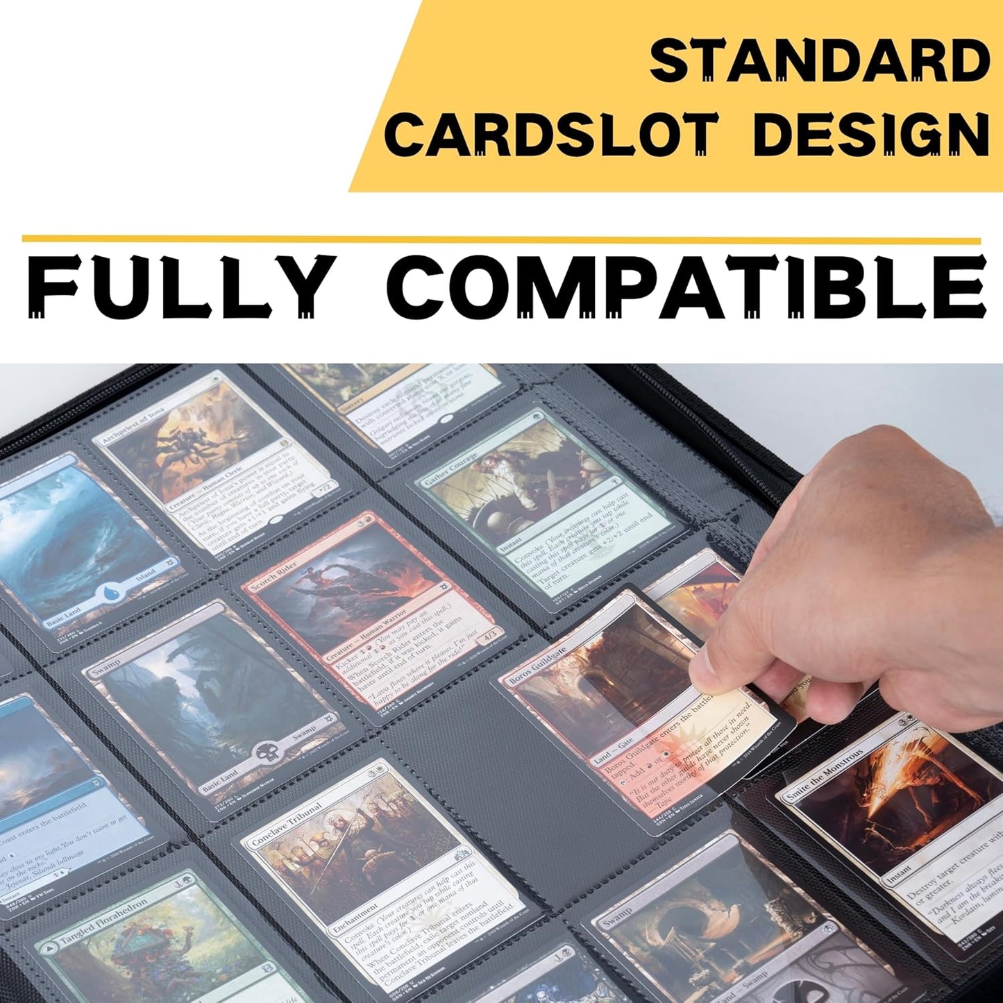 1000+ Pockets Trading Card Binder, 16-Pocket Card Ablum Compatible with MTG,Sports Cards & Other Standard Size Trading Cards (Black)