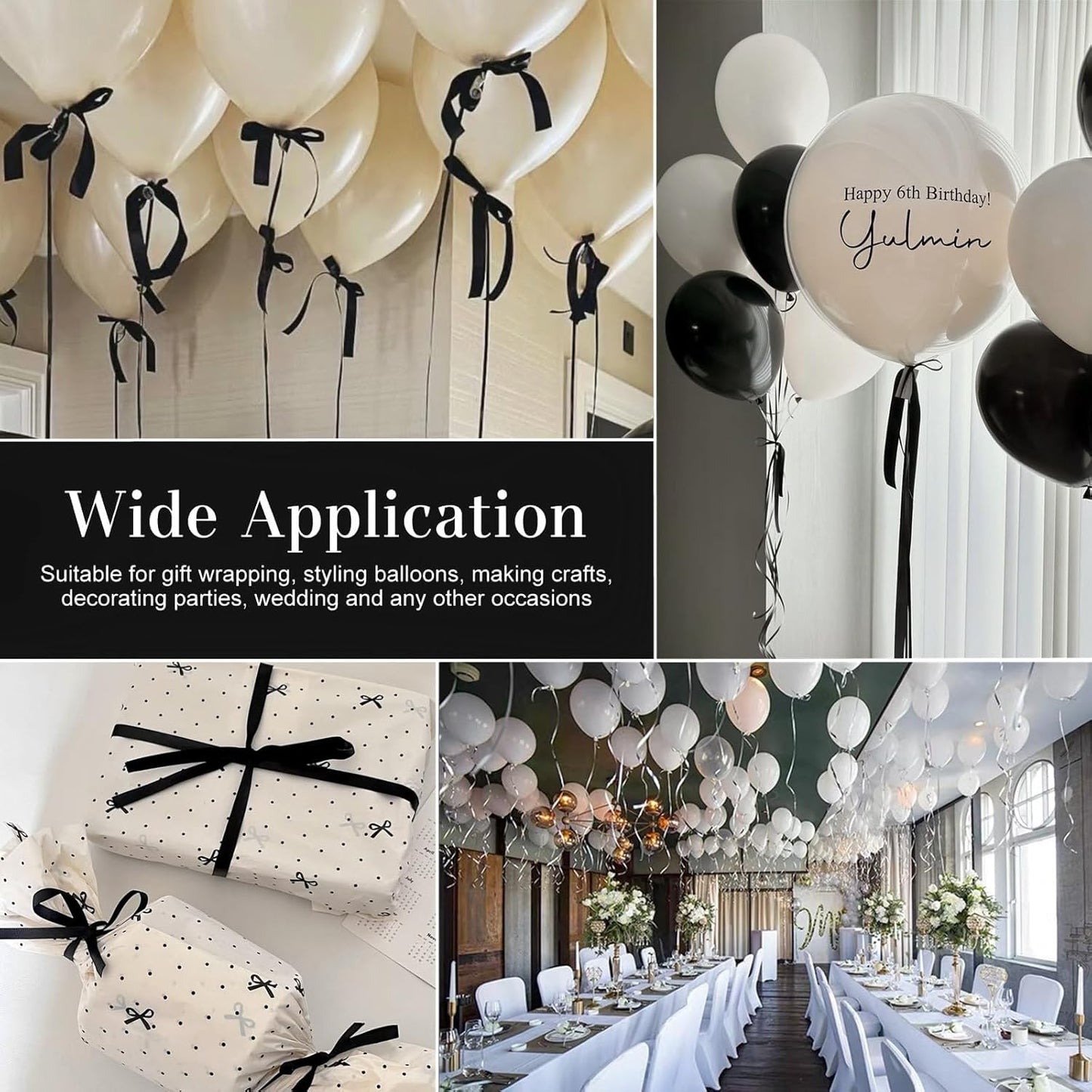 500 Yards Black Curling Ribbon-Balloon String-Balloon Ribbon Roll for Party Decoration, Gift Wrapping, Art Crafts, Florist Flower