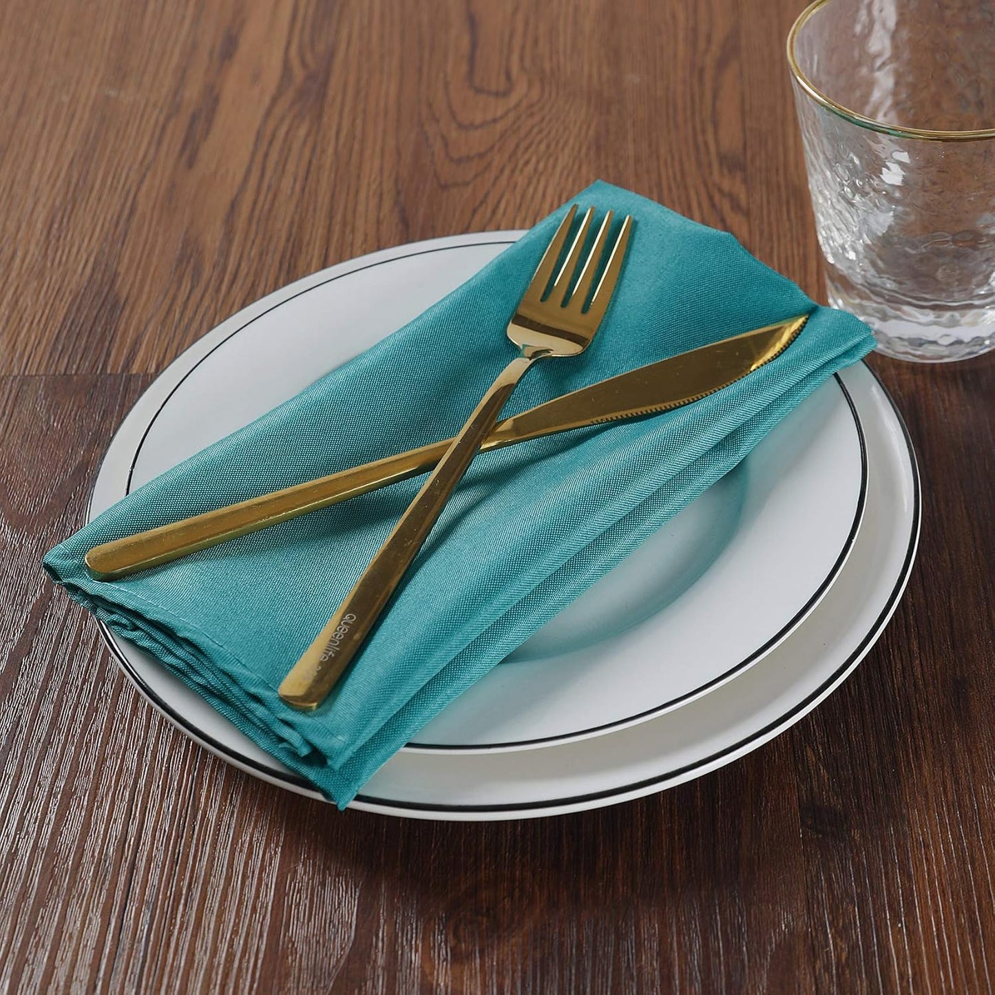 Cloth Napkins 20x20 inch Washable Polyester Dinner Napkins Soft Table Napkins for Wedding Party Dining Banquet(Teal,12PCS)
