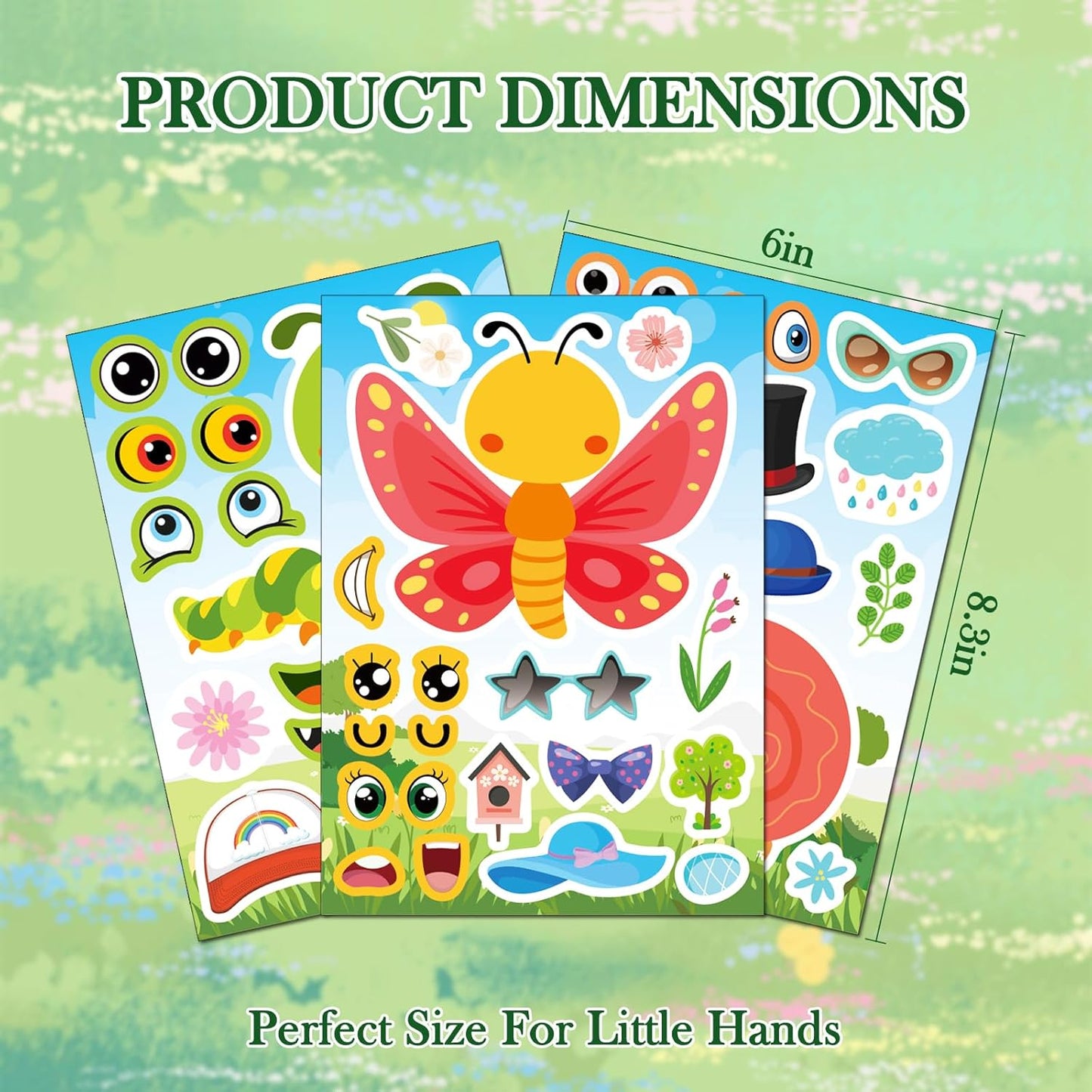 Aowplc 32 Sheets Insect Make-a-Face Stickers for Kids, Fun Spring Party Supplies, Crafts & Classroom Activities