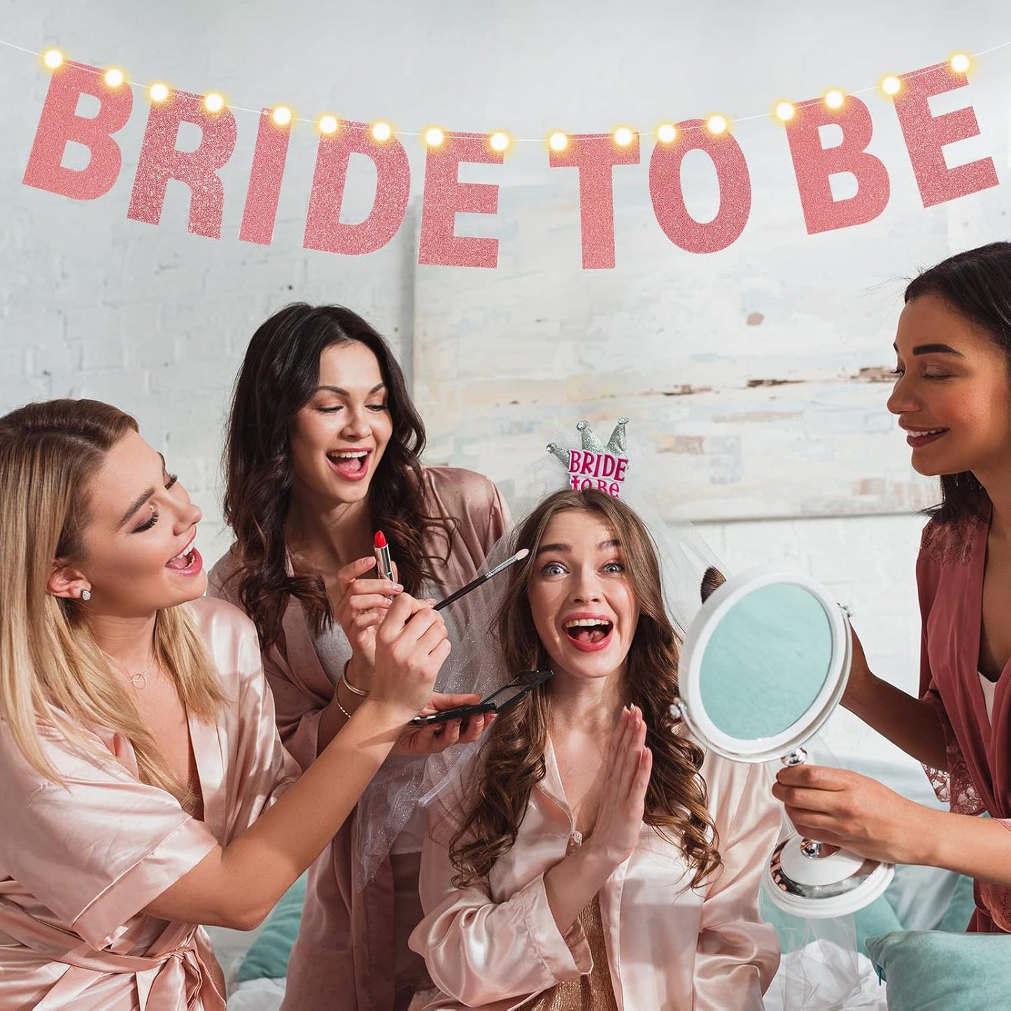 TaoBary 112 Pcs DIY Letter Kit Glitter Customizable Banner Letters Include 107 Letters and Numbers 3 Rope and 2 Needles for Birthday Halloween Christmas Wedding Valentine Party Decor(Rose Gold)