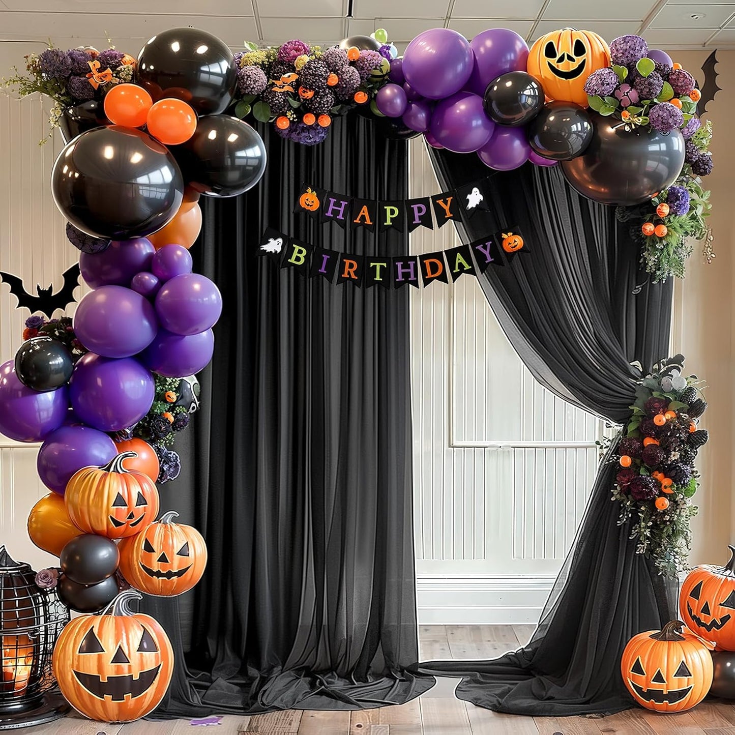 Black Wedding Arch Draping Fabric 1 Panel 30'' x 20FT Black Drapes Sheer Fabric Backdrop Arch Draping Fabrics for Wedding Ceremony Birthday Party Bridal Shower Decoration