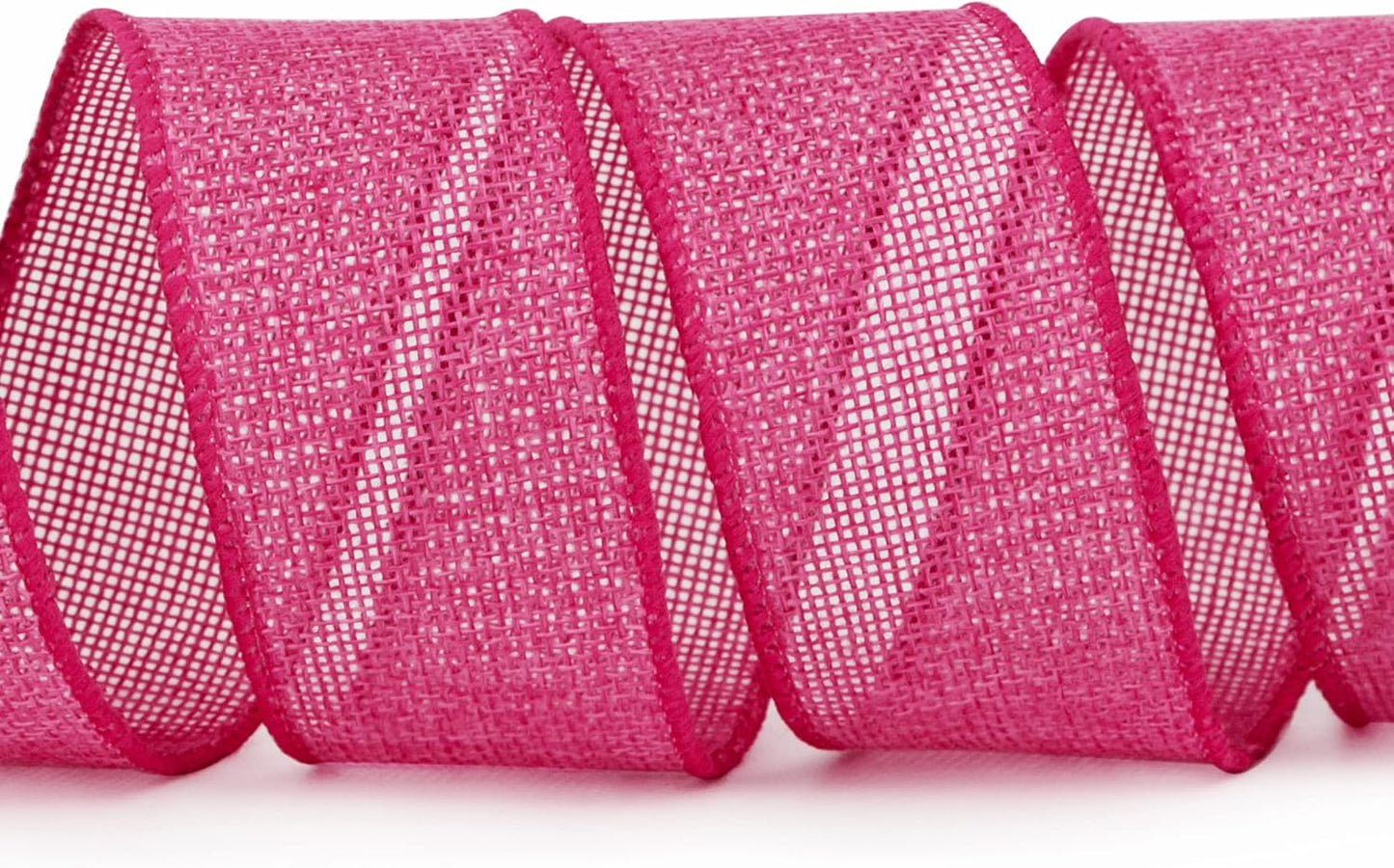 Ribbli Burlap Wired Ribbon,1-1/2 Inch x 10 Yard,Hot Pink,Solid Wired Edge Ribbon for Big Bow,Wreath,Tree Decoration,Outdoor Decoration