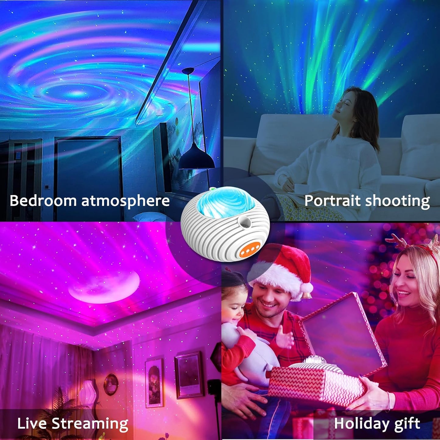 ELITUN Star and Aurora Night Light, Dual Effect Moon Galaxy Projector for Bedroom, 14 Colors With White Noise, Timer & Remote Control for Kids, Adults, Room Decor, Party