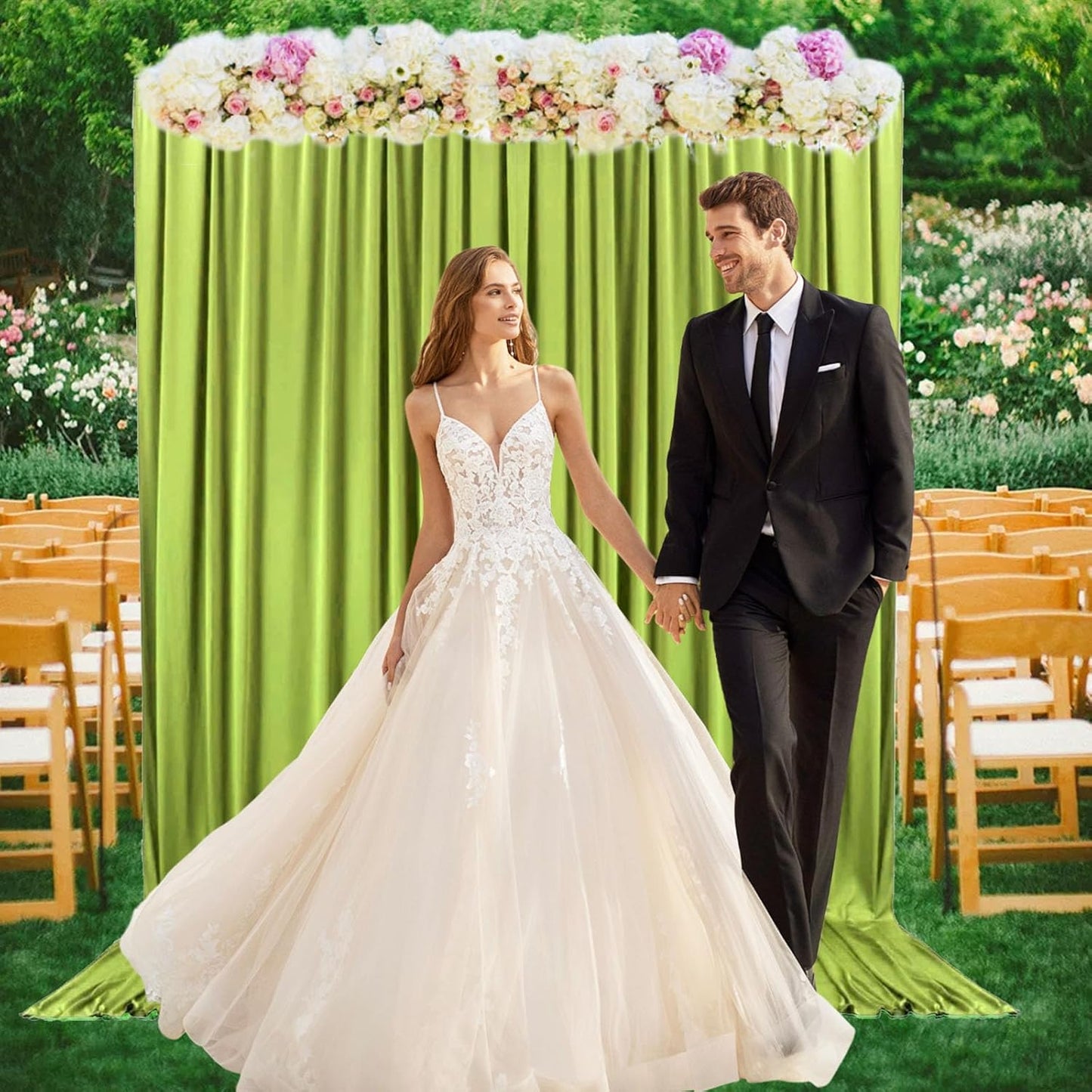 2 Panels Olive Green Backdrop Curtain, 10 x 7 Feet Background Curtains for Parties, Weddings, Baby Showers, Bachelorette Halloween, Christmas Birthday Party Photoshoot Backdrop Curtains Decorations