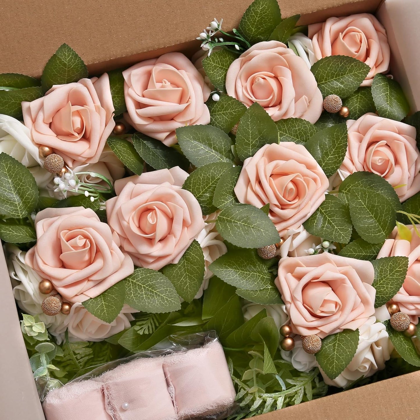 DORIS HOME Wedding Aisle Decorations Pink Pew Flowers Set of 10 for Wedding Ceremony Party Chair Decor with Artificial Flowers Eucalyptus and Ribbons