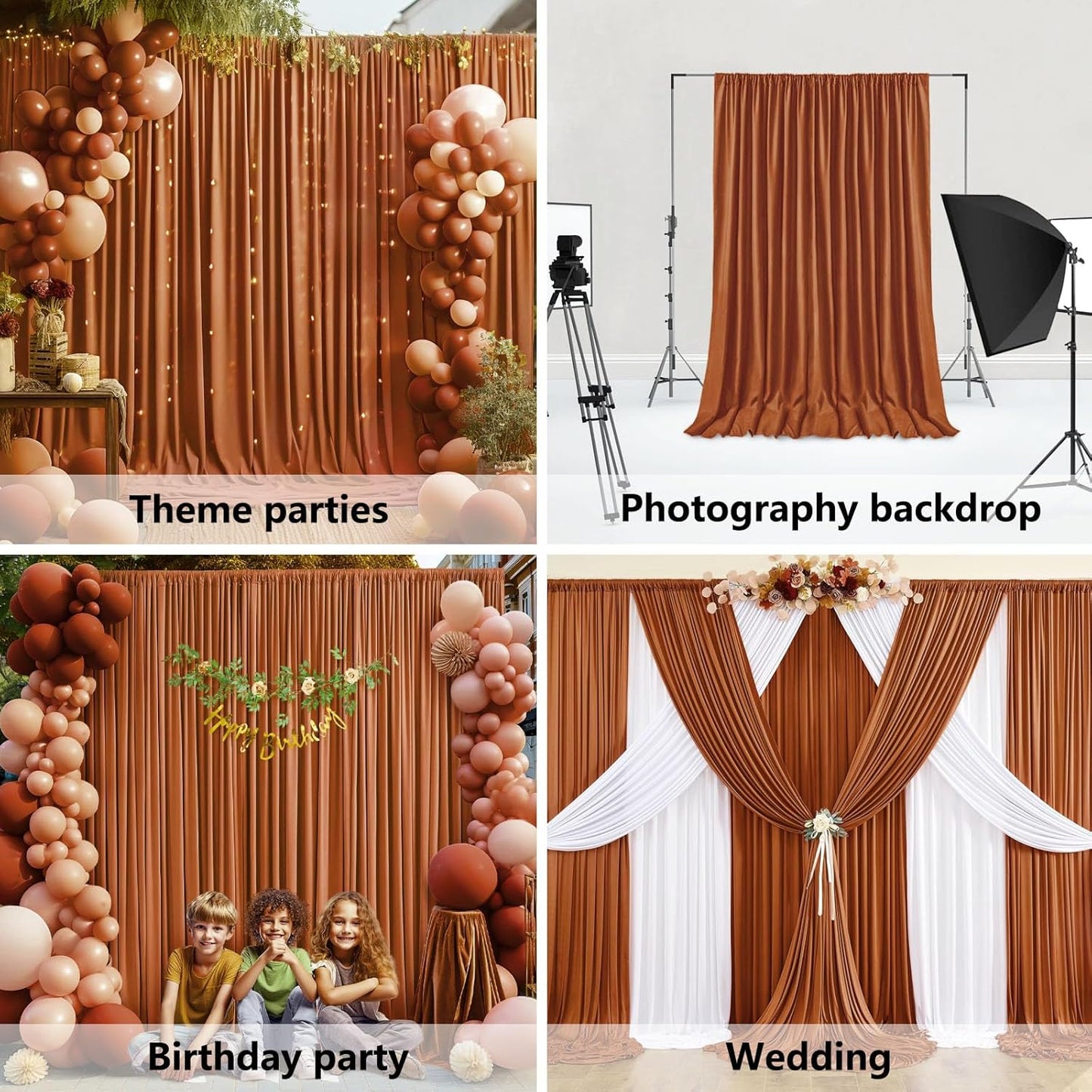10 x 7 Feet Bronze Backdrop Curtain for Partie, Background Curtains for Photoshoot, Birthday, Wedding, Halloween, Thanksgiving, Christmas, New Year Party Decorations 5Ft x 7Ft, 2 Panels