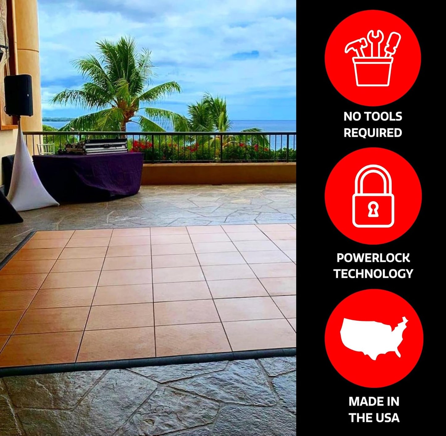 Big Floors 4X4OAKFLOOR Interlocking Lightweight Plastic Modular Dance Floor Kit (4' x 4'), Oak, 32 Piece