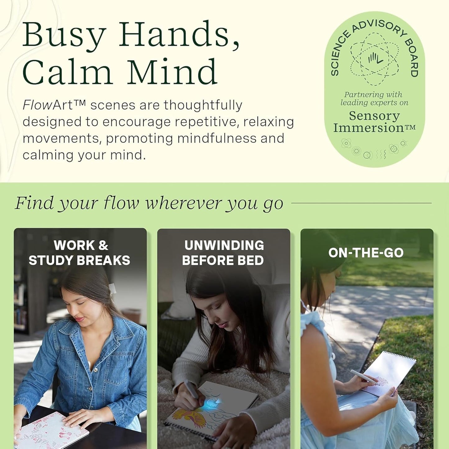 Lifelines FlowArt Activity Pad, UV Art 2-Pack - Guided Art Meditations with Illuminating Marker - Color by UV Light Coloring Books for Teens, Adults & Seniors