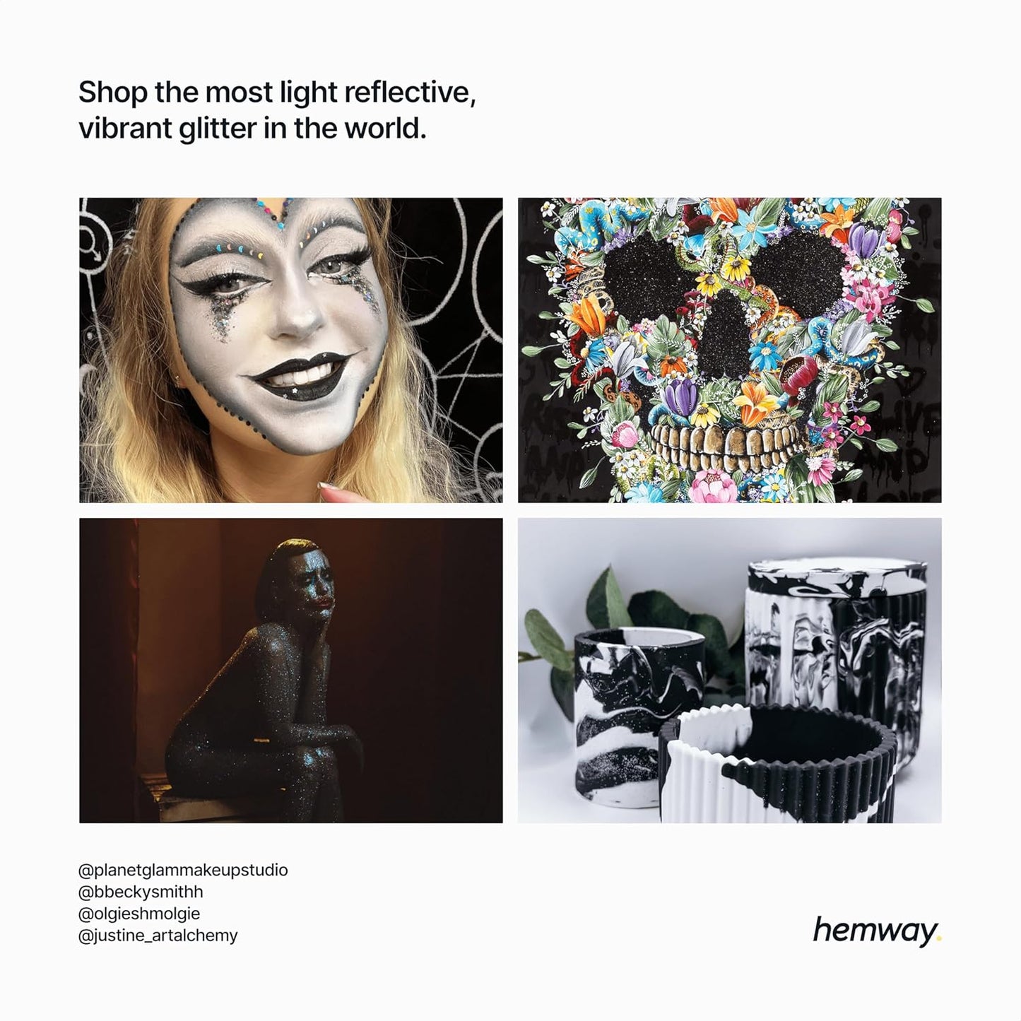 Hemway Eco Friendly Biodegradable Glitter 100g / 3.5oz Bio Cosmetic Safe Sparkle Vegan for Face, Eyeshadow, Body, Hair, Nail and Festival - Fine (1/64" 0.015" 0.4mm) - Gun Metal Grey Holographic