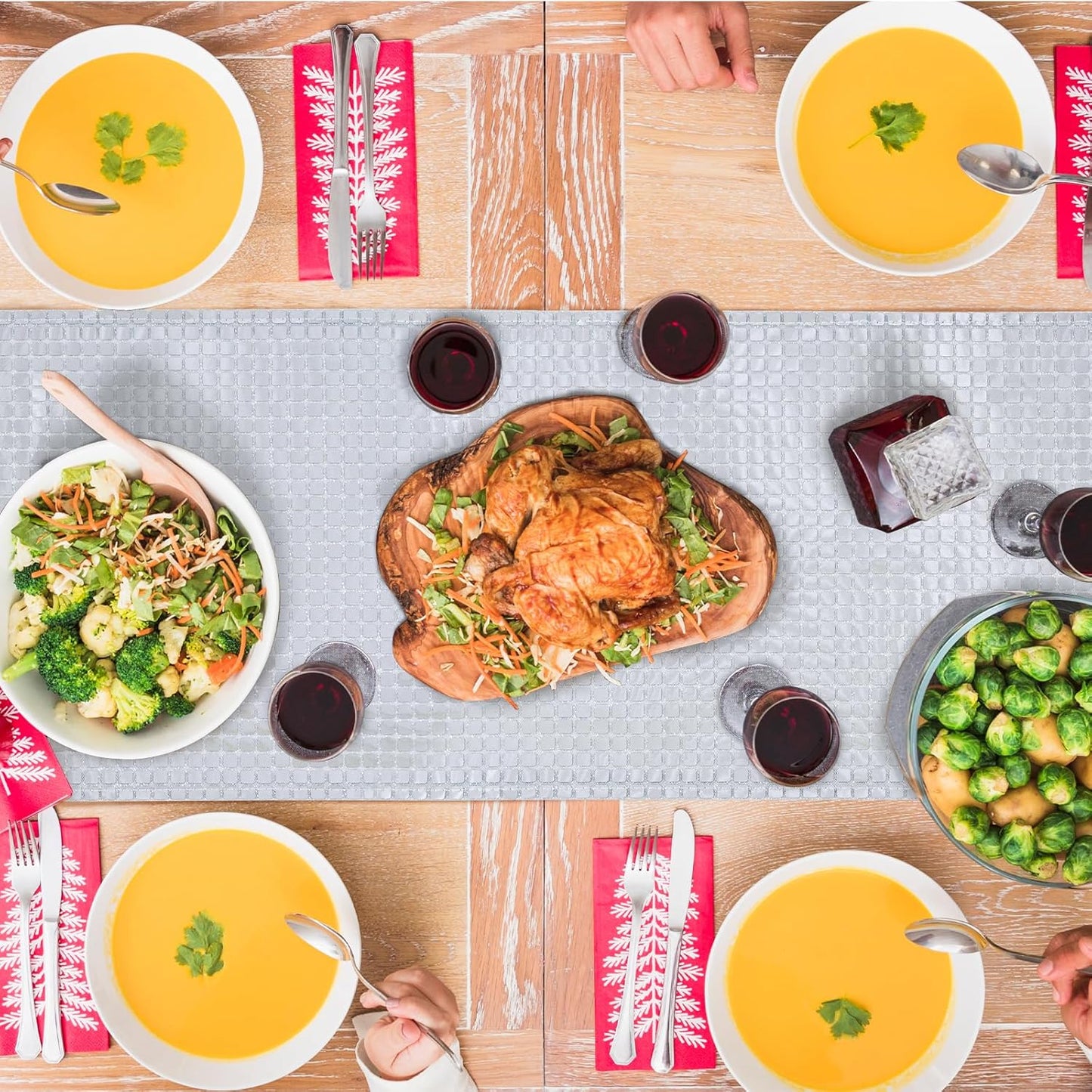 SquarePie Disco Table Runner 1 Pack - Silver Mirror Sequin Glitter Foil Runner for Disco Party Decor Retro 70s 80s Theme, Bachelorette Birthday Dance Decoration 12x108 Inch