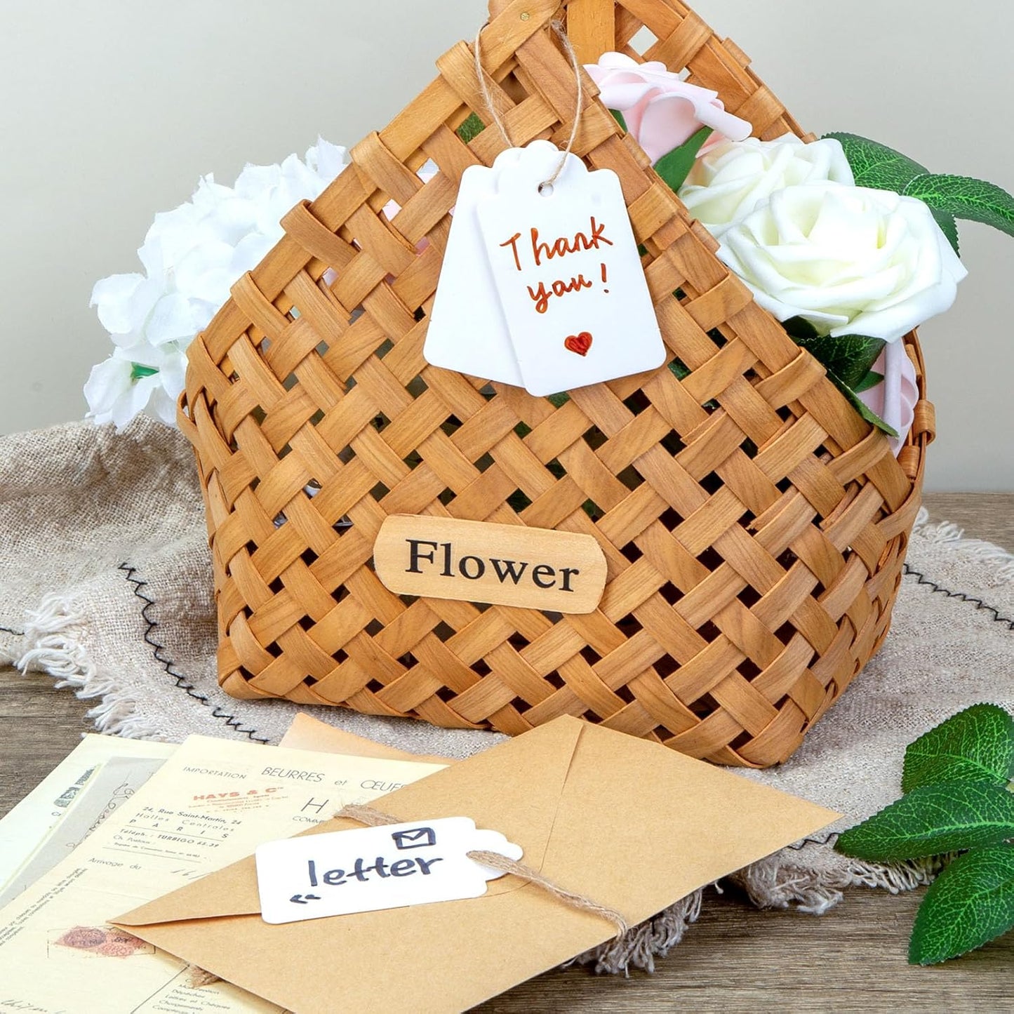 SallyFashion 300PCS Gift Tags with String Attached, 1.7 x 2.8 inch Kraft Paper Hang Tags for Clothes DIY Crafts Wedding Holiday (White)