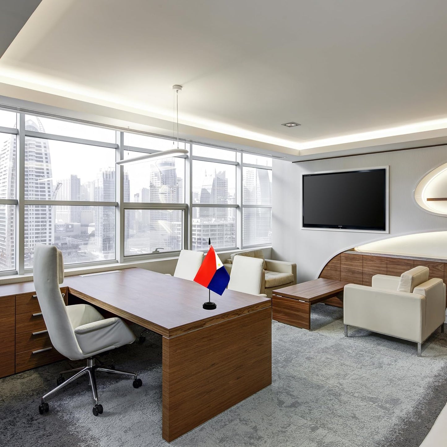 2 Pack Philippines Desk Flag, Filipino Table Office Flag with Solid Pole and Stand Base, International Country Flag, Festival Celebration, Classroom Meeting Desktop Decoration (Philippines)