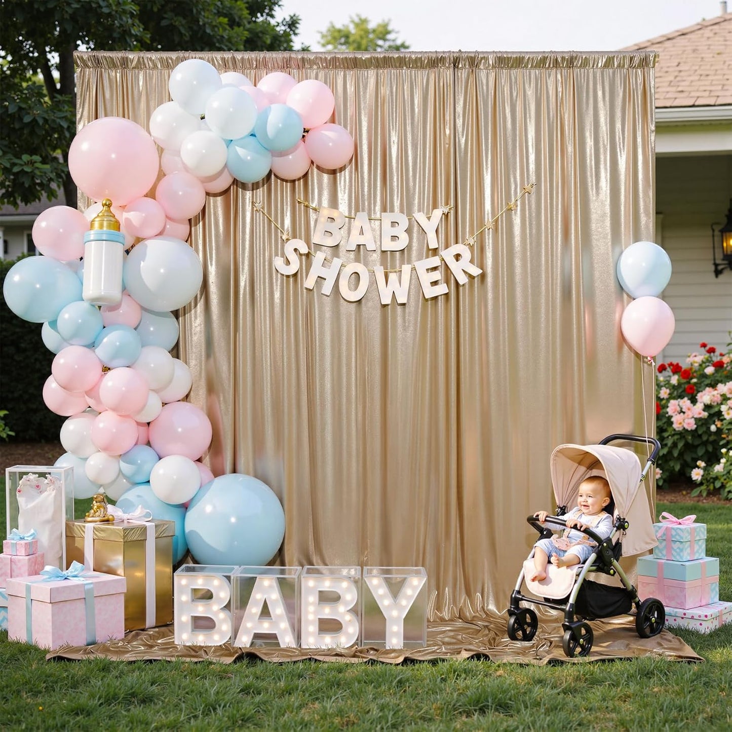 30x10 ft Wrinkle Free Champagne Sequin Backdrop Curtain for Parties,Thick Not Fall-Off Glitter Backdrop Drapes,6 Panels 5x10ft Shimmer Photo Back Drop Cloth for Wedding Birthday Photography Background