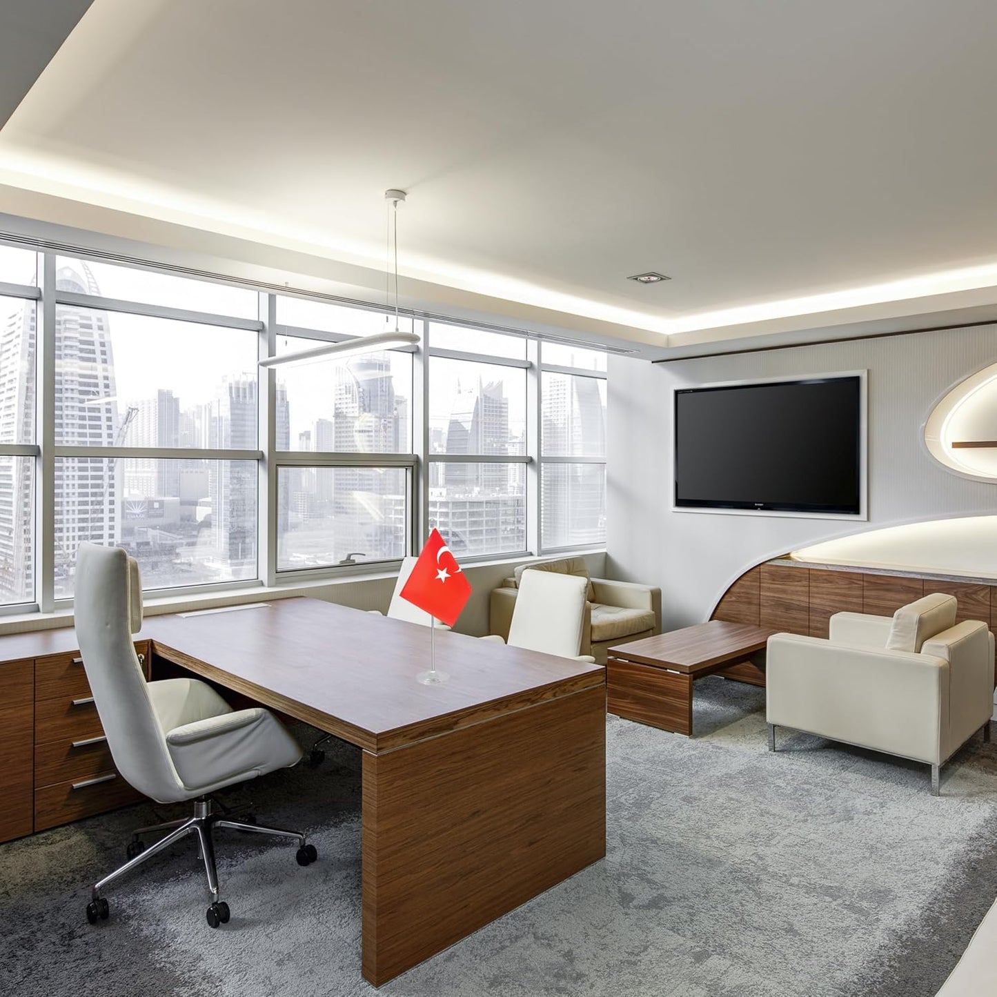 Turkey Desk Flag, Turkish Table Office Flag with Metal Pole and Stand Base, International Country Flags, Festival Event Celebration, Classroom Meeting Desktop Decor (Turkey)