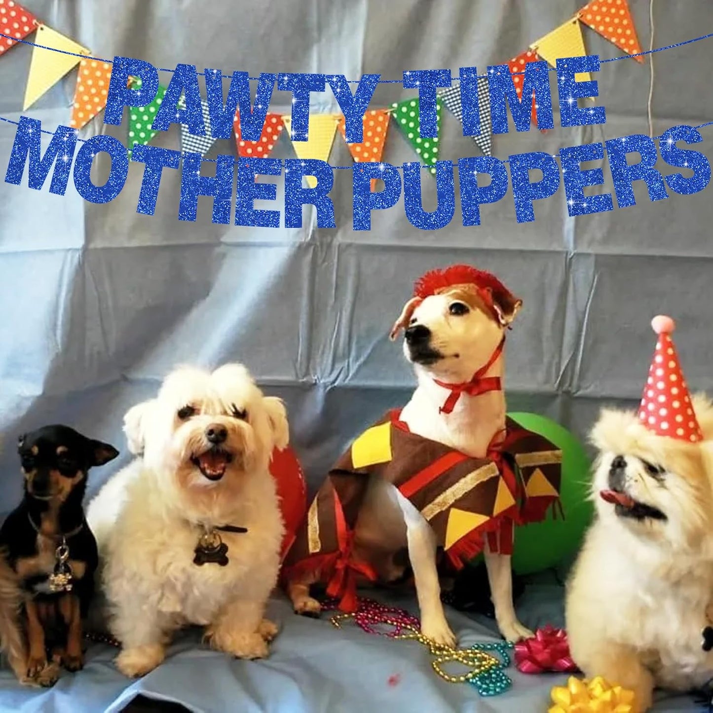 BEISHIDA 116 PCS A-Z Glitter Blue DIY Letter Banner Kit Make Your Own Banner,Including 111 Letters and Numbers 3 Rope and 2 Threading Device,Customized for Birthday Graduation Wedding Party Decor