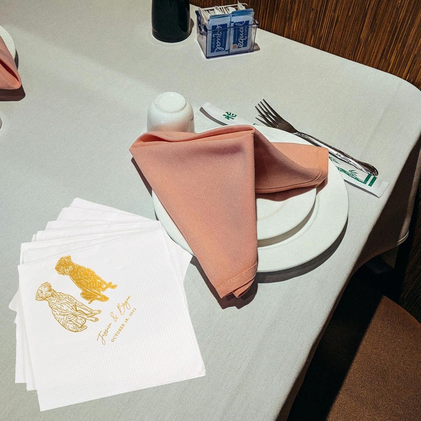 Luxury Custom Illustrated Dog Wedding Napkins, Custom Pet, Personalized Photo Napkins for Dog Wedding, Engagement Party