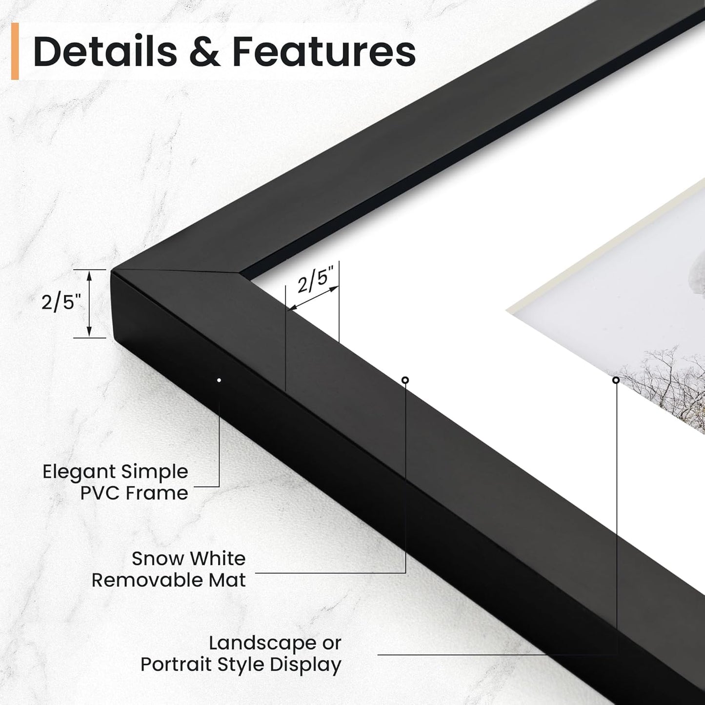 5x7 inch Picture Frame, 5x7 Photo Frames with 4x6 Removable Mat - High Definition Plexiglass - Vertical and Horizontal Display - Wall Hanging Frame - Black, 5 Pack