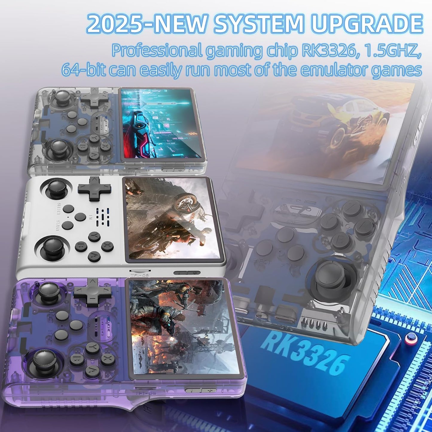 R40S PRO Retro Gaming Console, 30000+ HD Games Handheld Game Console, 3800mAh Rechargeable Mini Retro Video Console with 256GB TF Card, Portable Pocket Arcade (Transparent Grey)