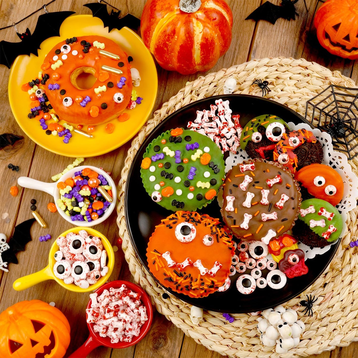 Halloween Sprinkles Mix, Sprinkles for Cake Decorating, Edible Halloween Candy, 180g/ 6.35oz, Cupcake Toppers, Cake Decorations, Ice Cream Toppings, Cookie Decoration(Orange Black Purple)