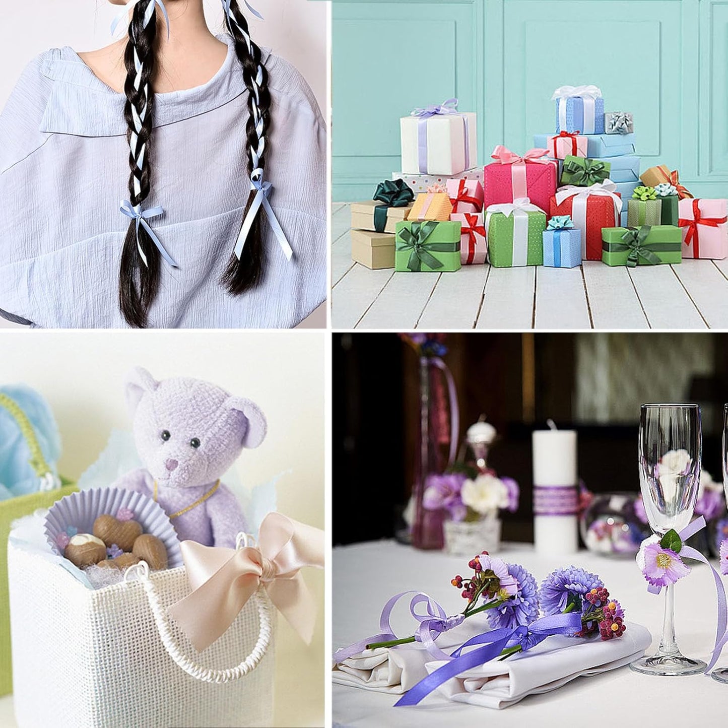 Light Blue Satin Ribbon Double Faced Satin 1/2 inch x 55 Yards Polyester Ribbon for Gift Wrapping Crafts Wedding Decoration Bows Ornaments Party Bouquet Floral Arrangement