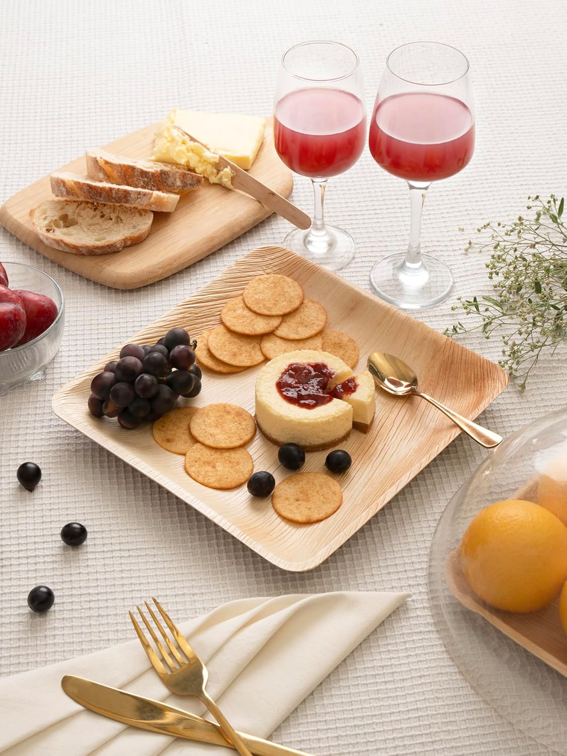 Disposable Palm Leaf Plates - Eco-Friendly Alternative to Bamboo Plates and Plastic Plates - Heavy-Duty Compostable & Biodegradable Party Plates - Microwave and Oven Safe Dinnerware - 10" Set of 50