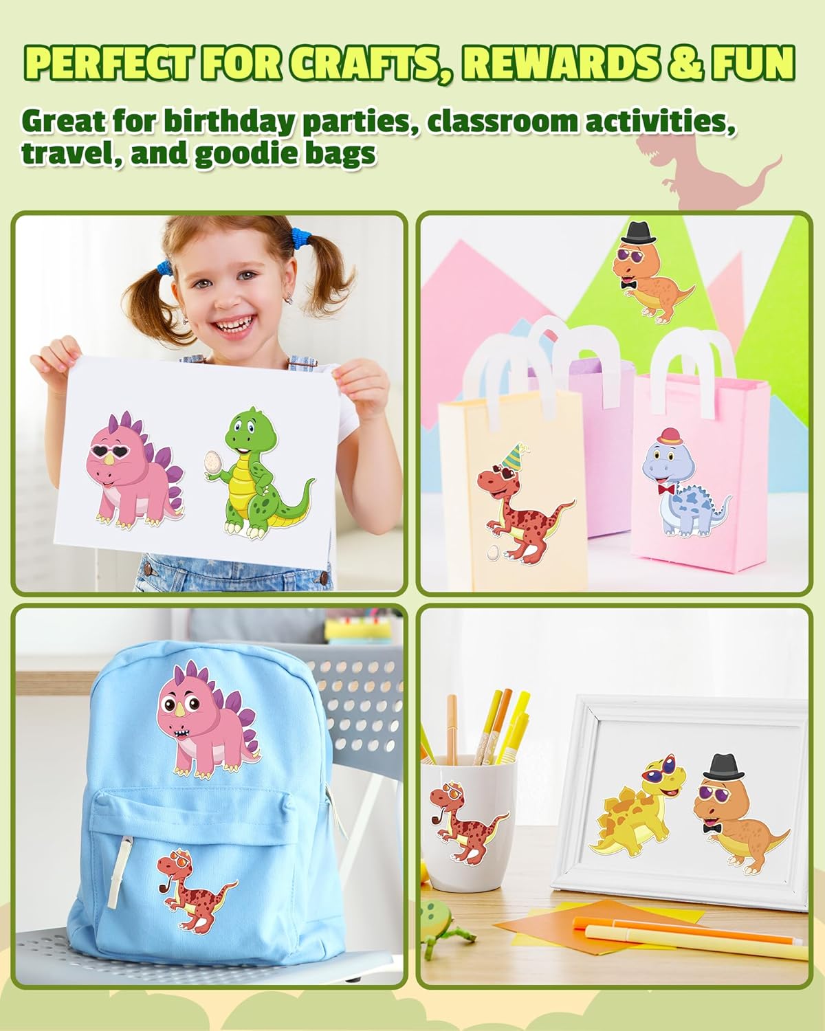 Aowplc 30 Sheets Make A Dinosaur Stickers for Kids Fun Mix 'n Match Craft for Party Favors & Activities