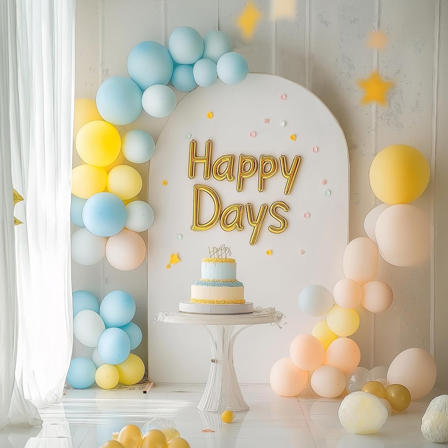 Metal Arch Backdrop Stand and Cover Set, 7.2FT, 6FT Party Backdrop, Easy to Assemble, Backdrop Stand for Parties, Birthday, Baby Shower